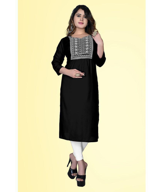 haya fashion - Black Rayon Women's Straight Kurti ( Pack of 1 ) - None