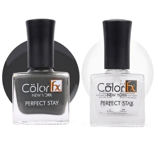 Color Fx New York Perfect Collection, Top Coat + Grey Nail Polish