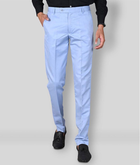 MANCREW - Light Blue Polycotton Slim - Fit Men's Formal Pants ( Pack of 1 ) - None