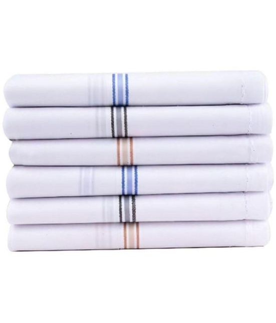 THRIFTKART White Cotton Mens Handkerchief ( Pack of 6 ) - White