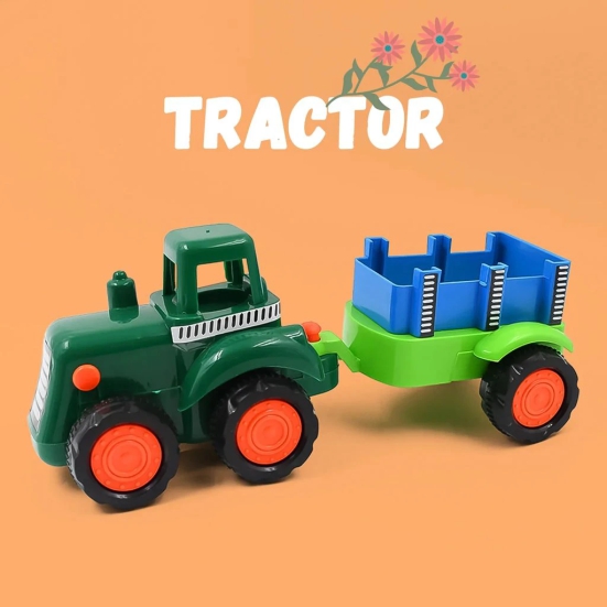 Tractor With Trolley Toy Friction Power Tractor (1 Pc)