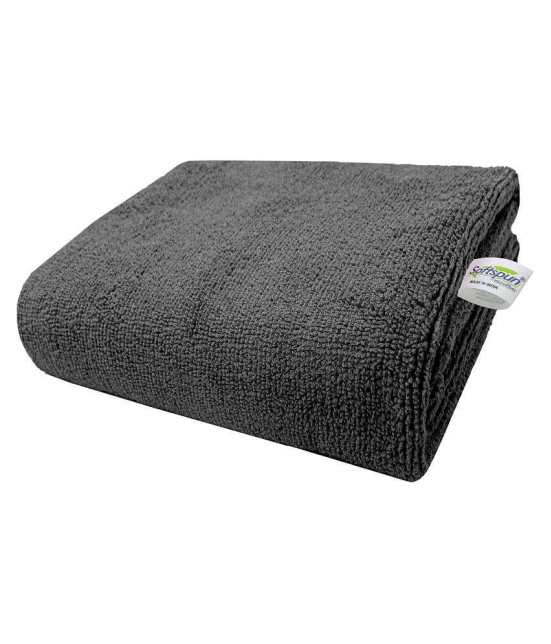 SOFTSPUN - Black Microfibre Solid Bath Towel (Pack of 1) - Black