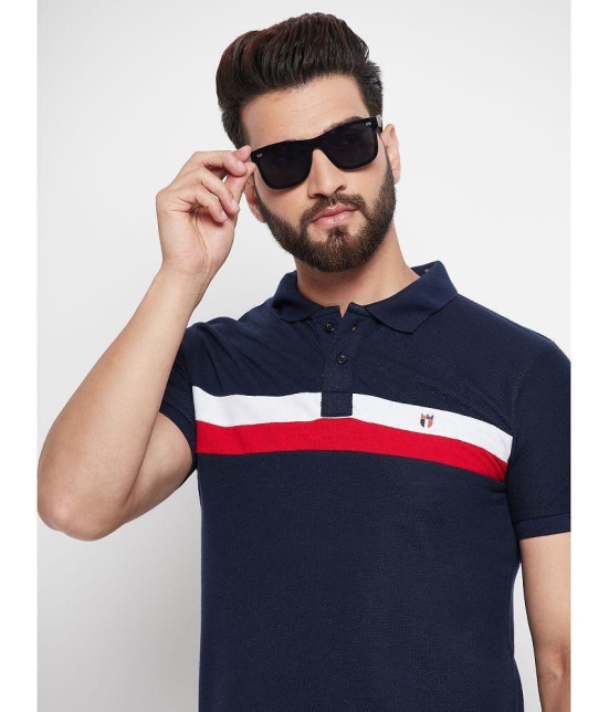 MXN - Navy Blue Cotton Blend Regular Fit Men's Polo T Shirt ( Pack of 1 ) - None