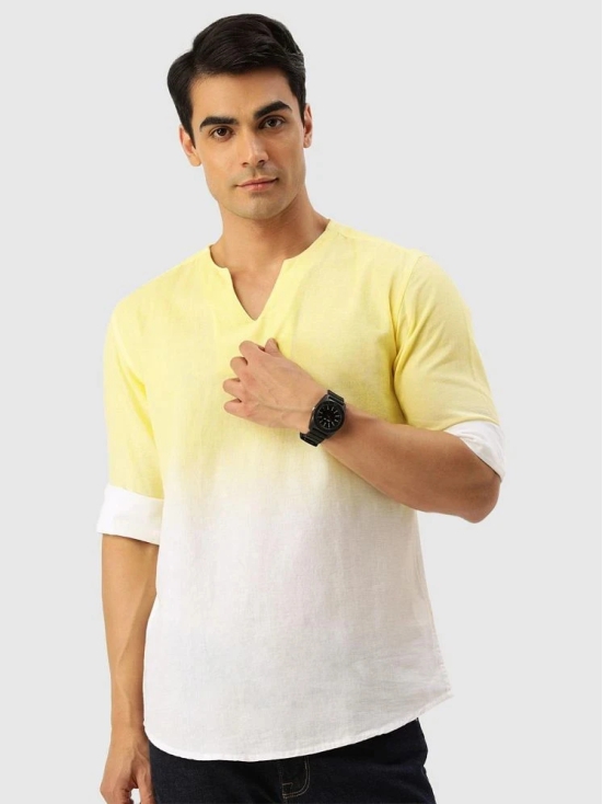 Bene Kleed Yellow Cotton Blend Mens Regular Kurta ( Pack of 1 ) - None