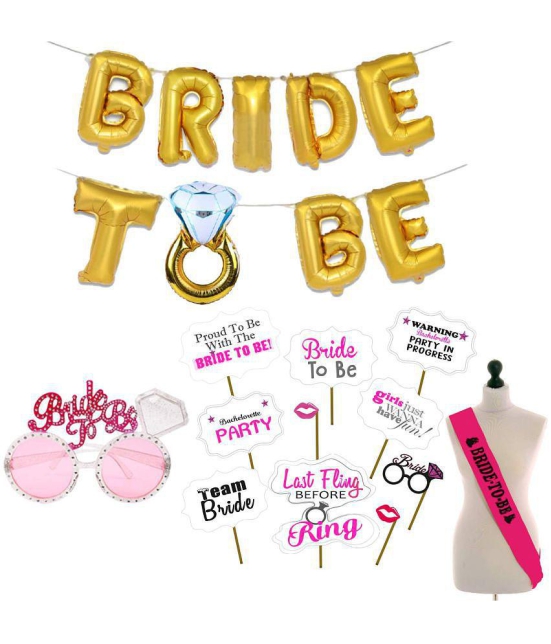 Party Propz 36Pcs Bride To Be Bachelorette Party Decorations Set|Bride To be Foil Banner, Sash, Photobooth And Eyeglass Combo For Bridal Shower Decoration