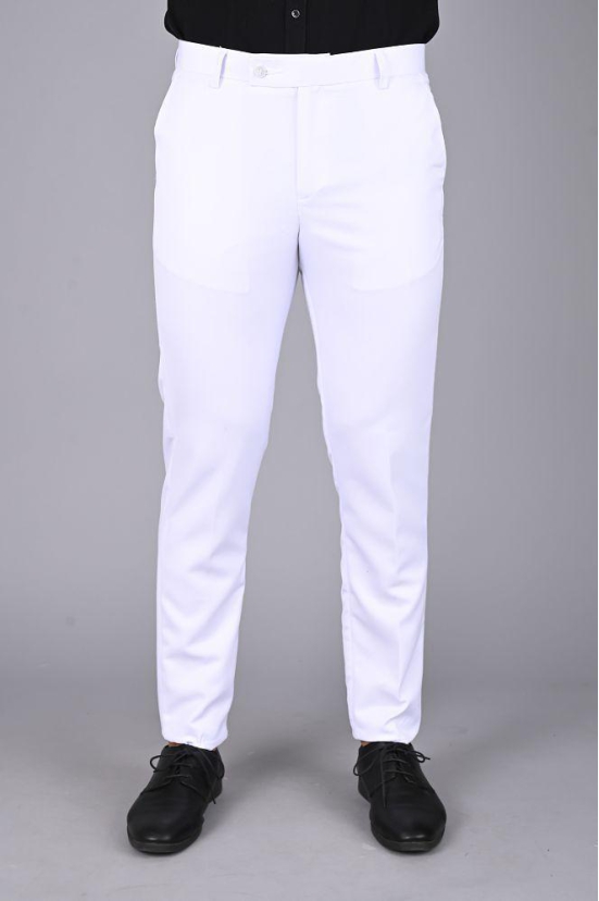 MANCREW - White Viscose Slim - Fit Men's Formal Pants ( Pack of 1 ) - None