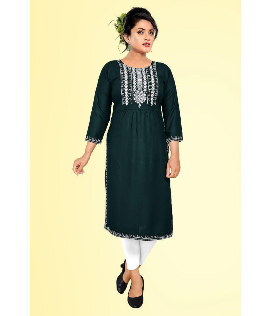 haya fashion - Green Rayon Women's Straight Kurti ( Pack of 1 ) - None