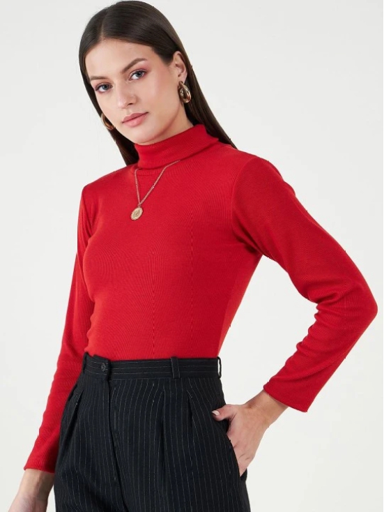 Long Sleeves Turtle Neck Cotton Fitted Top