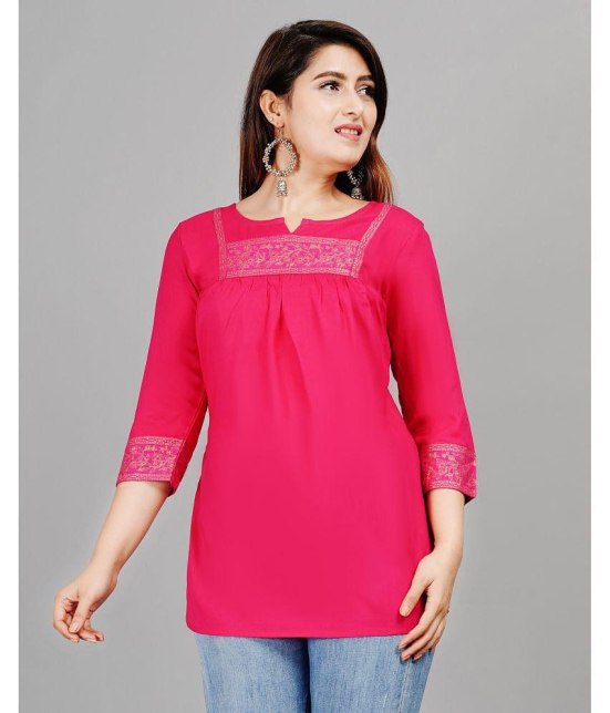 Smien - Pink Rayon Womens Ethnic Tunic ( Pack of 1 ) - None