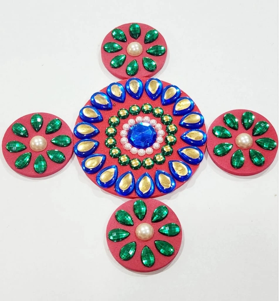 Red Floating Rangoli with 4 Siders