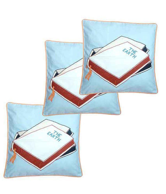 Hugs'n'Rugs Blue Cotton Cushion Covers - Set Of 3