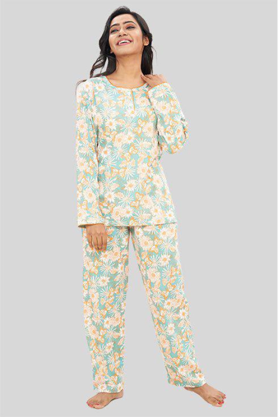 Women Full Sleeves Knit Cotton Pyjama Set-2XL