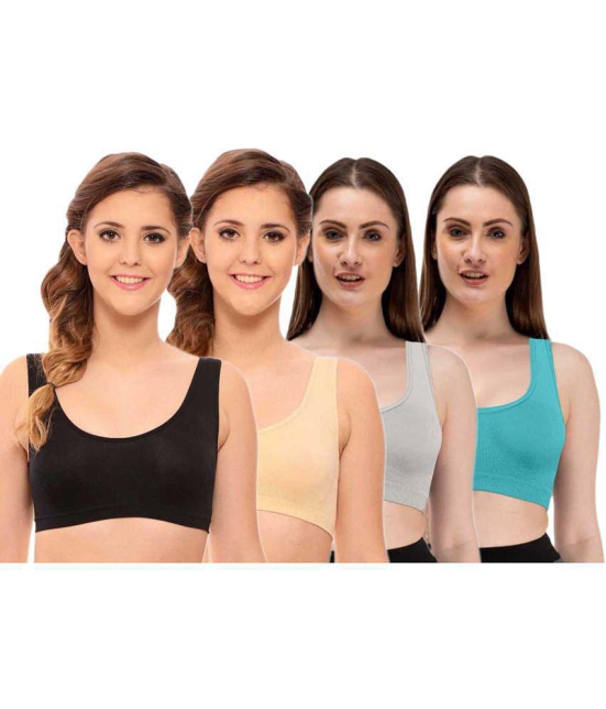 ComfyStyle Cotton Lycra Air Bra - Multi Color Pack of 4 - None