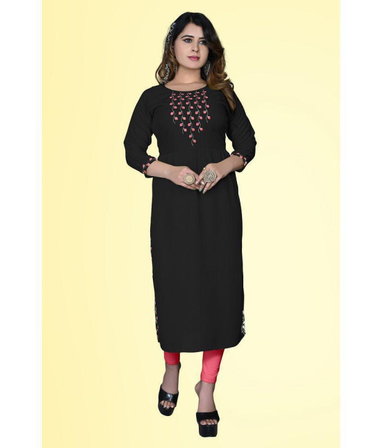 haya fashion - Black Rayon Women's A-line Kurti ( Pack of 1 ) - None