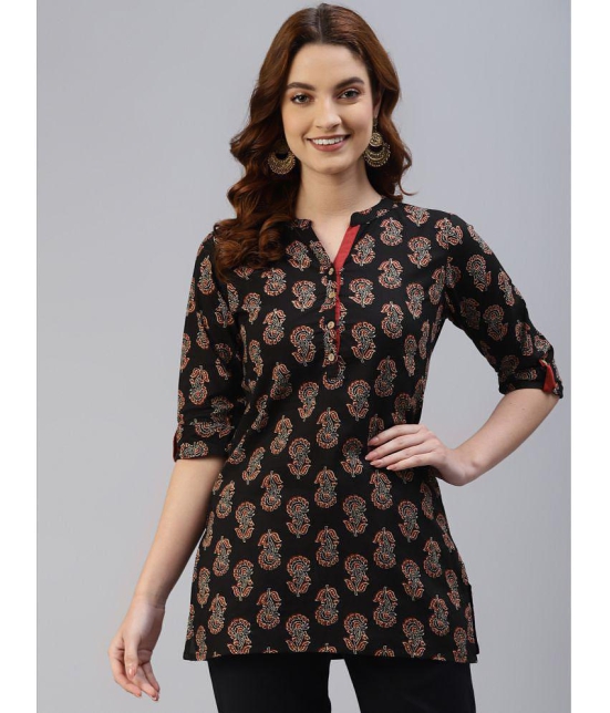 SVARCHI - Black Cotton Women''s Straight Kurti ( Pack of 1 ) - None