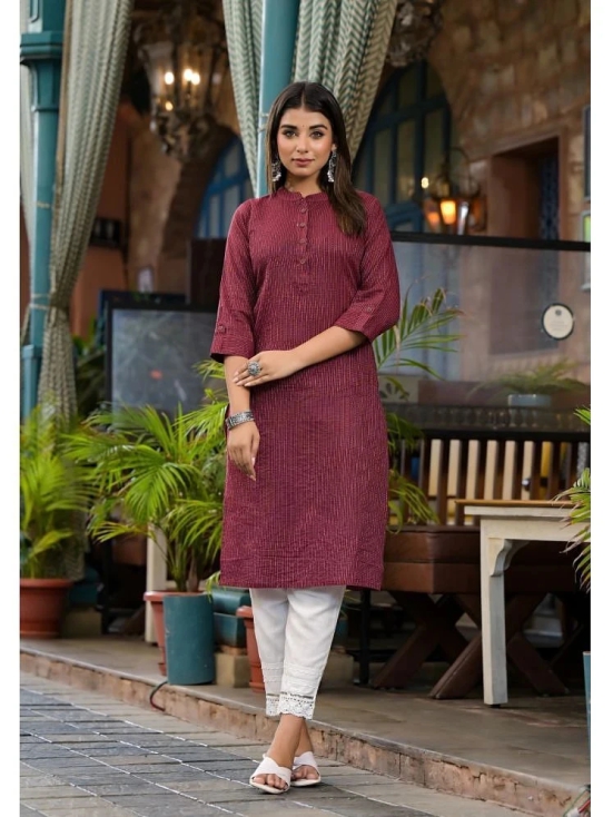 Juniper Cotton Striped Straight Womens Kurti - Maroon ( Pack of 1 ) - None