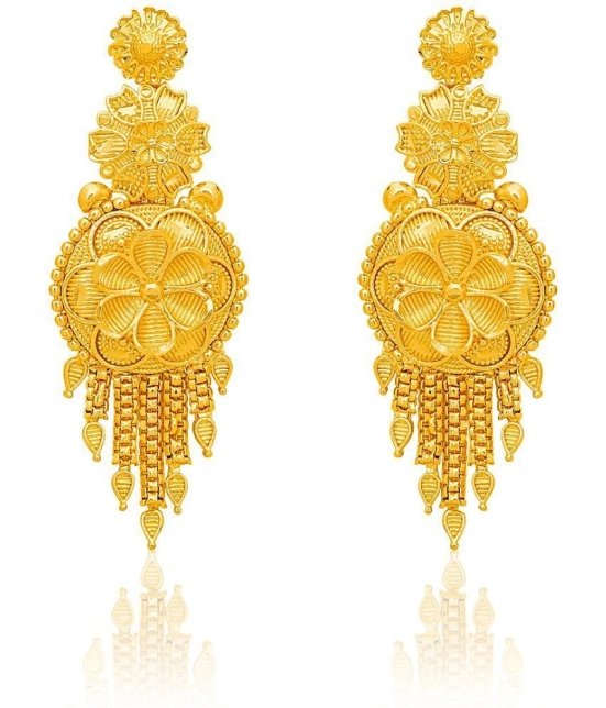 LUV FASHION Golden Chandelier Earrings ( Pack of 1 ) - Golden