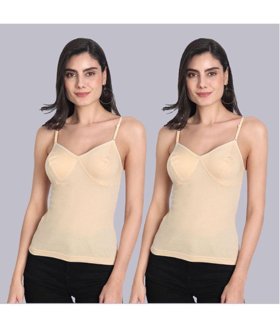 AIMLY Cotton Camisoles - Beige Pack of 2 - None