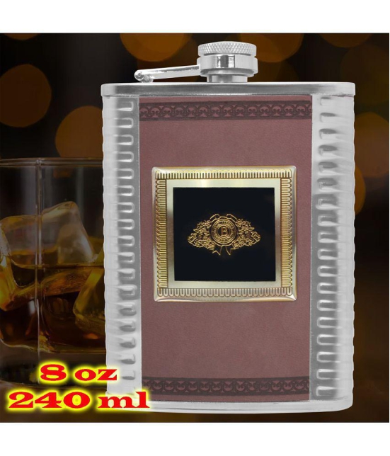 JMALL Steel Hip Flask - Brown