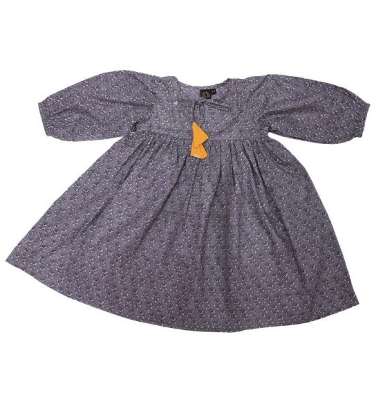 Maria Dress in Grey and Black Floral Print-8-10 years