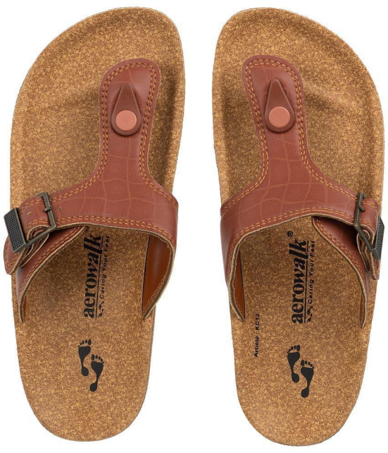 Aerowalk - Tan Men's Leather Slipper - None