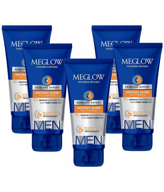 Meglow Fairness Foaming Skin Brightening Facewash for Men 70g Pack of 5