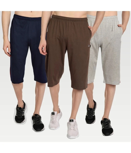 Zeffit - Multi Cotton Blend Mens Three-Fourths ( Pack of 3 ) - None