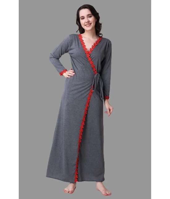 Affair - Grey Cotton Blend Womens Nightwear Robes ( Pack of 1 ) - None