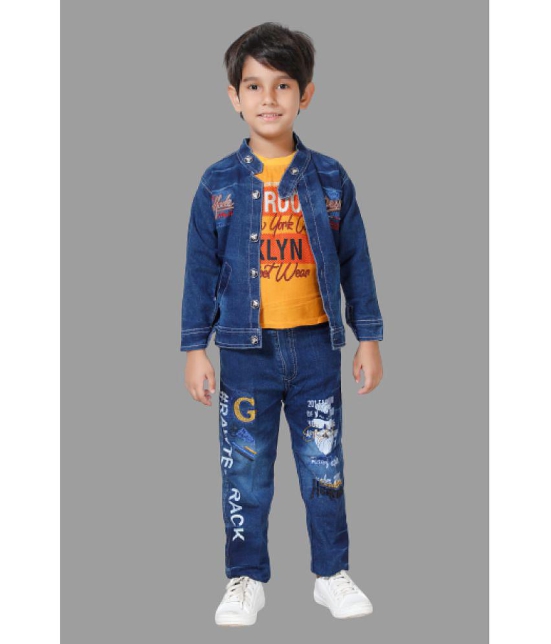 DKGF Fashion - Mustard Cotton Blend Boys T-Shirt & Jeans ( Pack of 1 ) - None