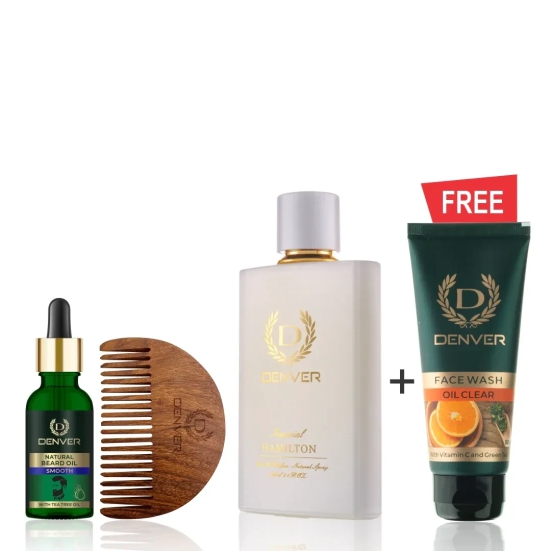 Smooth Beard Oil 30ml with free wooden comb, Imperial Perfume 100ml + FREE Oil Clear Face Wash 50gm (Pack of 3)