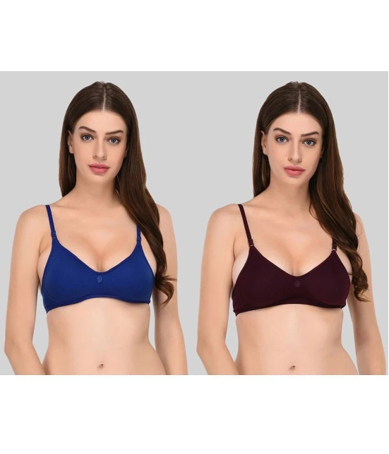 Elina - Multicolor Cotton Lightly Padded Womens Plunge Bra ( Pack of 2 ) - None