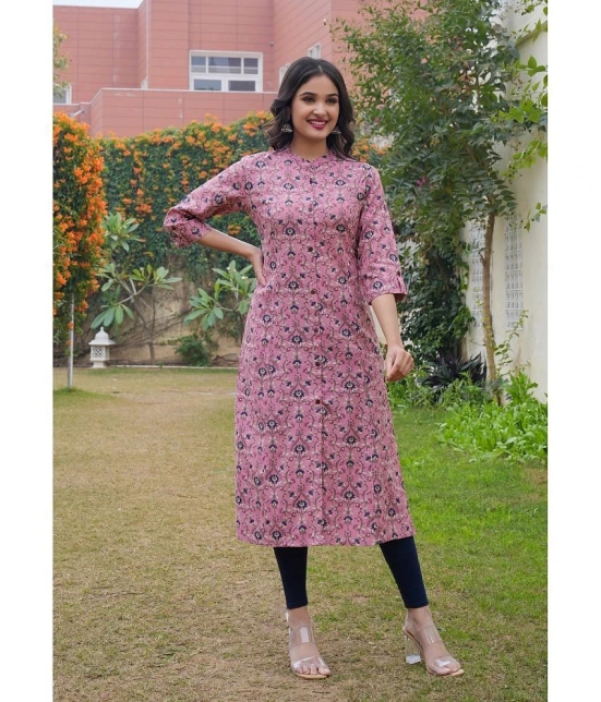 Vbuyz Rayon Printed Straight Womens Kurti - Pink ( Pack of 1 ) - None