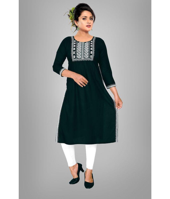 haya fashion - Green Rayon Women's Straight Kurti ( Pack of 1 ) - None