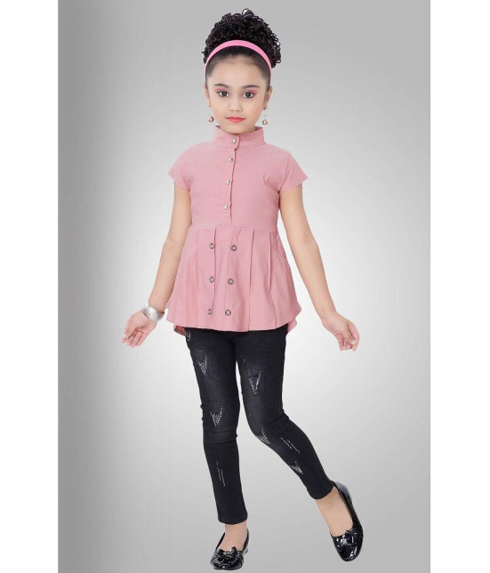 Arshia Fashions - Pink Denim Girls Top With Jeans ( Pack of 1 ) - None