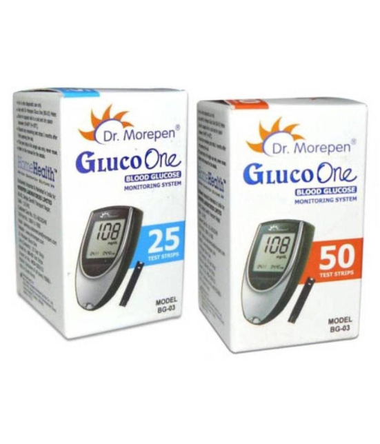 Dr Morepen 75 Test Strips (25*3) for BG 03 Glucometer (Strips Only Pack) Expiry- Feb-2024