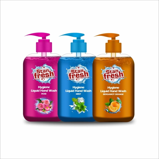 Stanfresh Liquid Handwash Bottle- 500ml (Orange, Mint & Rose)