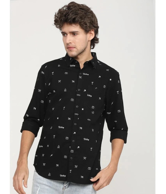 Ketch 100% Cotton Regular Fit Printed Full Sleeves Mens Casual Shirt - Black ( Pack of 1 ) - None