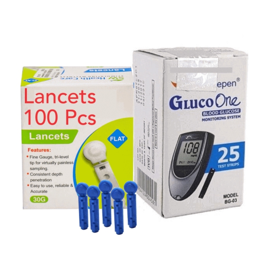 Dr Morepen BG 03 Gluco One 25 Test Strips with 100 Lancets Combo