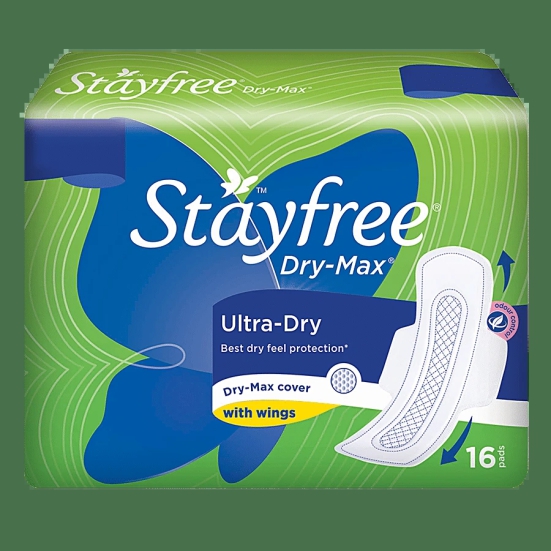 Stayfree Sanitary Pads - Dry-Max Ultra-Dry, With Wings, 16 Pads(Savers Retail)