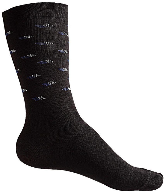 Texlon - Black Cotton Men's Mid Length Socks ( Pack of 5 ) - Black