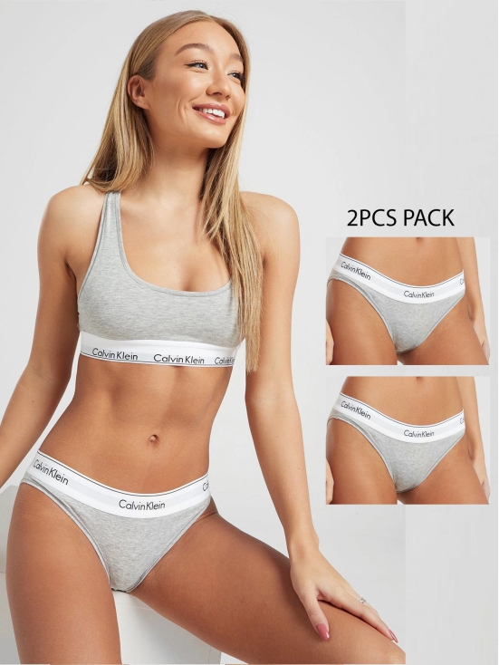 C K Classic Underwear - Women Pack Of 2 Briefs-S / GREY