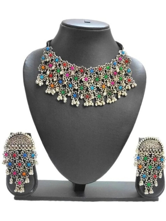 Samridhi DC Silver Alloy Necklace Set ( Pack of 1 ) - Silver