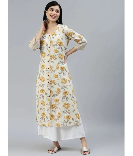 Divena - Off White Cotton Flex Womens Straight Kurti ( Pack of 1 ) - None