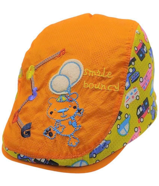 Zacharias Baby Boy's & Girl's Kids Beret Golf Polyester Cap (06-24 Months) Smile-Bouncy-Orange - None