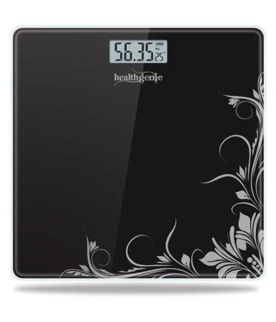 Healthgenie Electronic Digital Weighing Machine Bathroom Personal Weighing Scale-Black Pattern Black