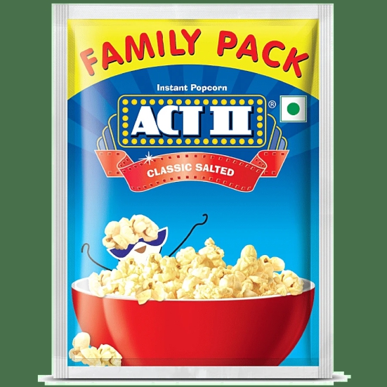 Act II Instant Popcorn - Classic Salted Flavour, Snacks, 120 G Pouch