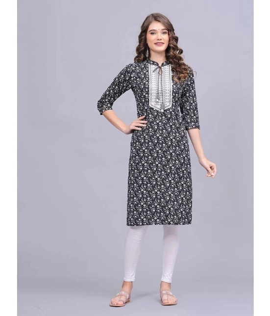 HIGHLIGHT FASHION EXPORT Cotton Printed Straight Womens Kurti - Black ( Pack of 1 ) - None