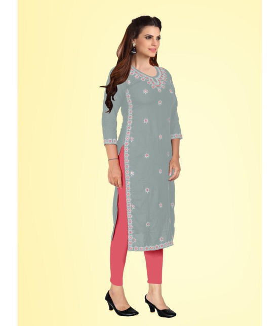 Kapadia - Grey Rayon Womens Straight Kurti ( Pack of 1 ) - None