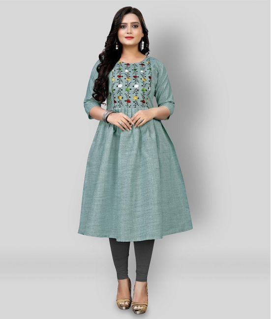 Rangrasiya - Green Cotton Women's Flared Kurti ( Pack of 1 ) - None