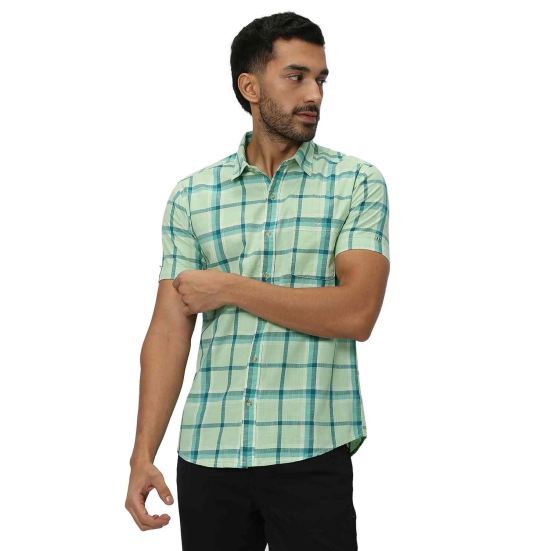 Green Windowpane Check Shirt